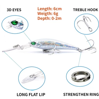 เหยื่อปลอม เหยื่อตกปลา แบบแข็ง ยาว 6 กรัม 9 ซม. Minnow Lure