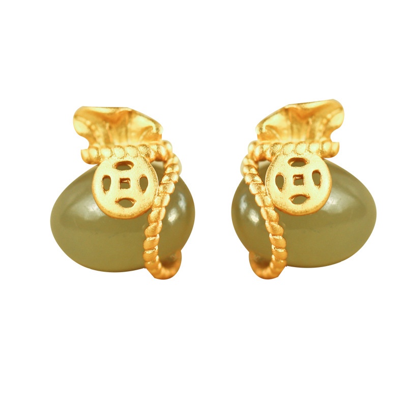 ต่างหู จี้หยกนําโชค ขนาดเล็ก ระดับไฮเอนด์ สไตล์เรโทร - รูปที่ 7