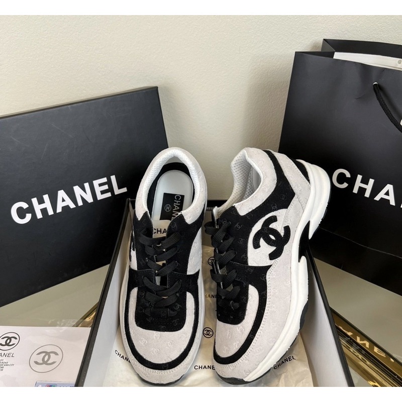 TOP🐼COD พร้อมส🚚ลดพิเศษcode 1368 รองเท้าผ้าใบ Sneaker คอลเลคชั่นชนช็อปจาก Chanel คู่นี้ดีเทลแน่นทุกจุดเป็นหนังกรับผ