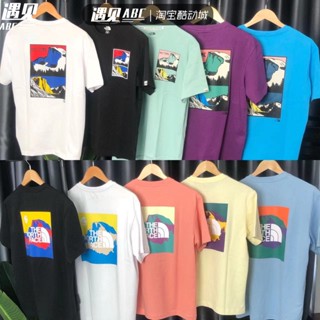 พร้อมส่ง เสื้อยืดแขนสั้น ผ้าฝ้าย พิมพ์ลาย THENORTHFACE ทรงหลวม สวมใส่สบาย สําหรับคู่รัก