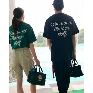 เสื้อยืดคอกลม แขนสั้น พิมพ์ลายตัวอักษร Malbon Golf ทรงหลวม สําหรับผู้ชาย และผู้หญิง SEA