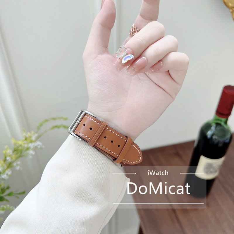 หนังหรูหรา iWatch Band สําหรับ iWatch SE S7 S8 Ultra Strap Stitch Color iWatch STRAP