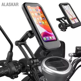 ALASKAR ที่วางโทรศัพท์มอเตอร์ไซค์กันน้ำ Sensitive TPU หน้าจอสัมผัส 360 ° Rotation Bike Navigation Mount