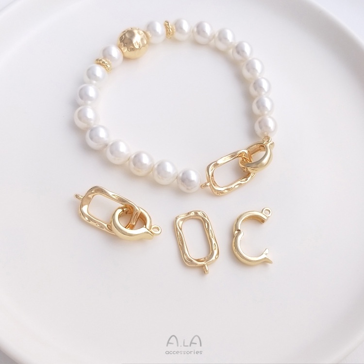 ❤️เครื่องประดับ DIY❤️หัวเข็มขัดชุบทอง 14K ฝังเพทาย ทรงกลมคู่ ประดับไข่มุก สําหรับทําเครื่องประดับ สร้อยคอ แหวน สร้อยข้อมือ DIY[หัวเข็มขัดเชื่อมต่อ/สร้อยข้อมือ/สร้อยคอ/กําไลข้อมือ]