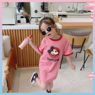 Childrens summer short-sleeved fake two-piece cartoon T-shirt 2021 New Western style childrens and childrens baby fashion mid-length fashion