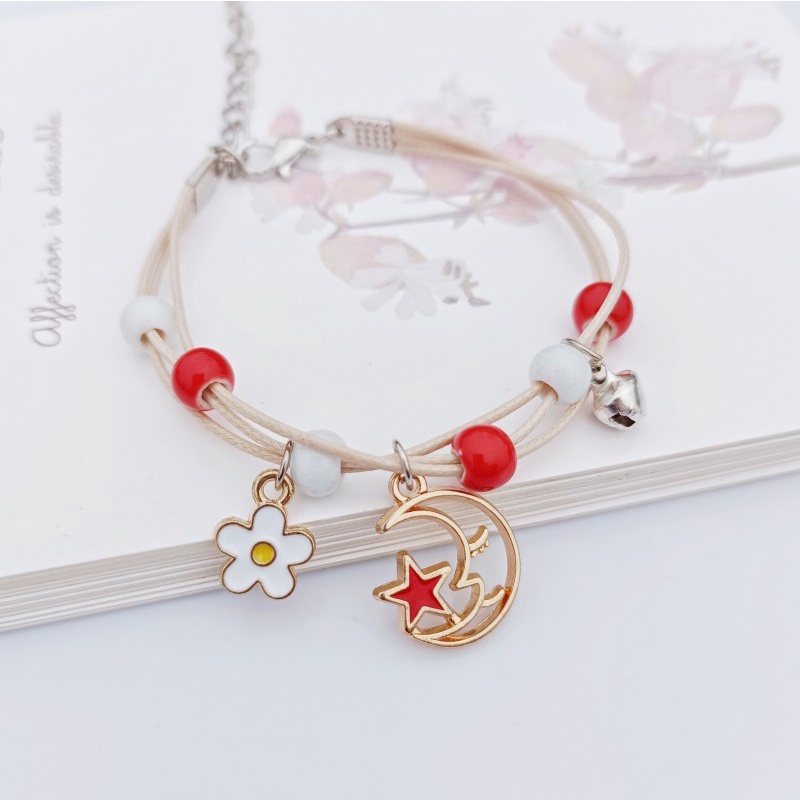 เครื่องประดับ สร้อยข้อมือเซรามิค ลายดาว ดวงจันทร์ ขนาดเล็ก น่ารัก ให้เป็นของขวัญ สําหรับนักเรียนหญิง