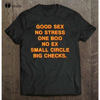 [S-5XL] เสื้อยืด พิมพ์ลาย Good Sex No Stress One Boo No Ex วงกลม ขนาดเล็ก สีดํา ไซซ์ Xs 5XL สําหรับคุณครู