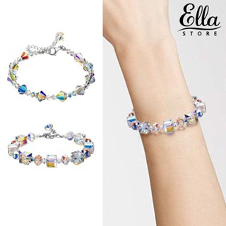 Ellastore123 สร้อยข้อมือโซ่ ประดับคริสตัลเทียม ปรับได้ สําหรับแม่ และเด็ก