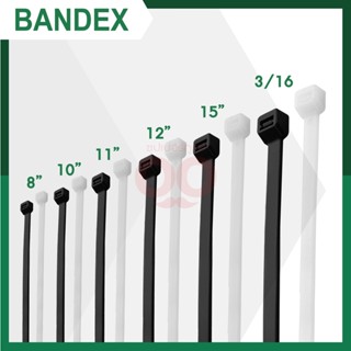 BANDEX เคเบิ้ลไทร์ ขนาด 8, 10, 11, 12, 15, 3/16 นิ้ว สีขาวและสีดำ 100 ชิ้น/แพ็ค