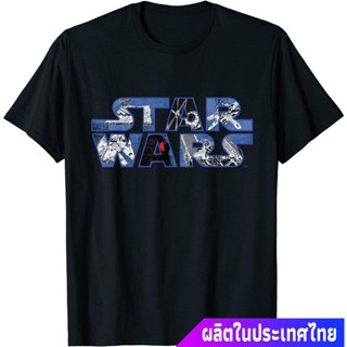 เสื้อยืดแขนสั้นผ้าฝ้าย 100%สตาร์วอร์ส เยาวชน Star Wars Millennium Falcon And Death Star T-Shirt discount เสื้อยืดคอกลมS-