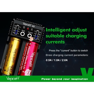 Vapcell U2 เครื่องชาร์จ สำหรับถ่านชาร์จ 18650 แท้ 100% รางชาร์จ 1.2v 3.7v 2 ช่อง รองรับถ่าน AA AAA 14500 18650 26500