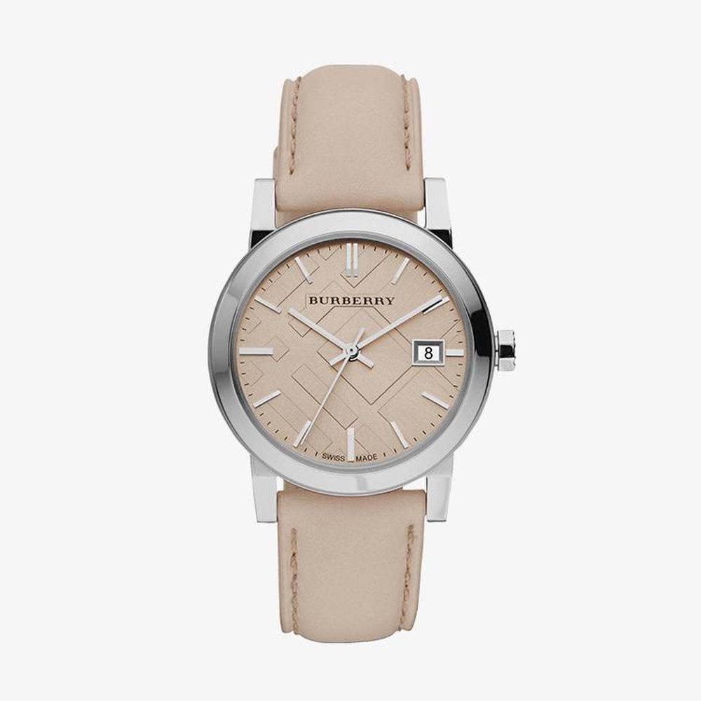 (ของแท้) นาฬิกาข้อมือผู้หญิง Burberry The City Leather Strap Beige BU9107 สินค้าพร้อมส่ง