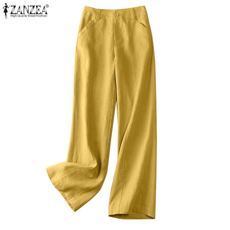 Zanzea กางเกงขายาว ขากว้าง ทรงตรง ลําลอง สีพื้น สําหรับผู้หญิง