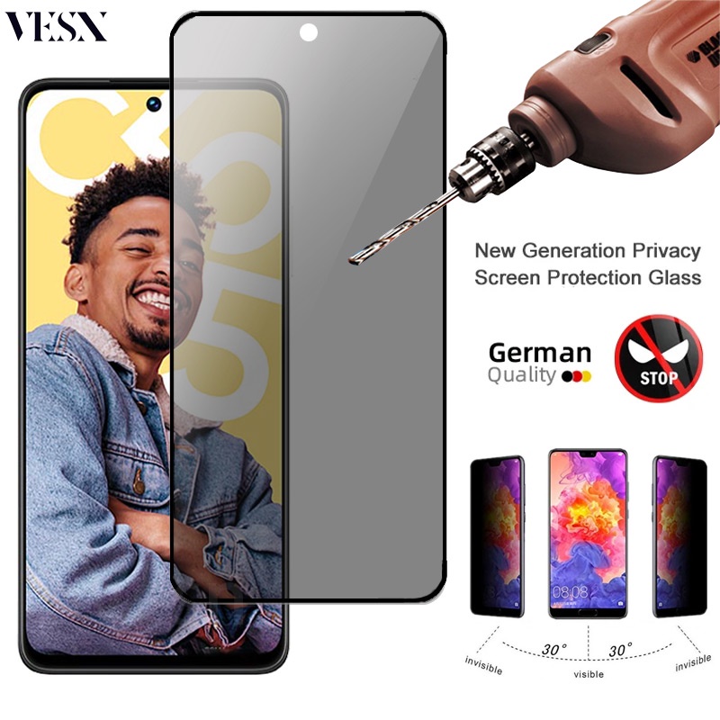 ฟิล์มกระจก ใช้สำหรับ กันเสือก ป้องกันคนมอง แบบเต็มจอ Realme C85 C75 C65 C67 C51 C53 C55 C35 C33 C30 