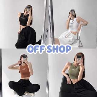 OFF SHOP พร้อมส่ง (OFF-M2312)  เสื้อกล้ามครอปไหมพรม ผ้านิ่มใส่สบายดีเทลผ้าร่อง ปักตัวอักษร