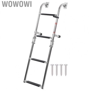 Wowowi Boat Folding 4 Steps Ladder  Pontoon Boarding Ladder Adjustable for Yachts