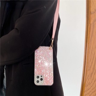 เคสโทรศัพท์ เคสซิลิโคนนิ่ม เคสโทรศัพท์ซิลิโคน TPU แบบนิ่ม ลายกากเพชร พร้อมสายคล้อง สายคล้อง สําหรับ iphone 14promax 14 pro max 14 plus 13 pro max 12 pro max 11 pro max x xr xs max case