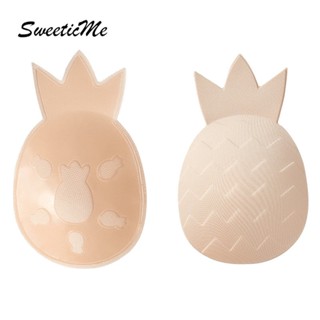 Sweeticme แผ่นซิลิโคนแปะหน้าอก ดันทรง ลายสับปะรด มีกาวในตัว ใช้ซ้ําได้ สําหรับผู้หญิง