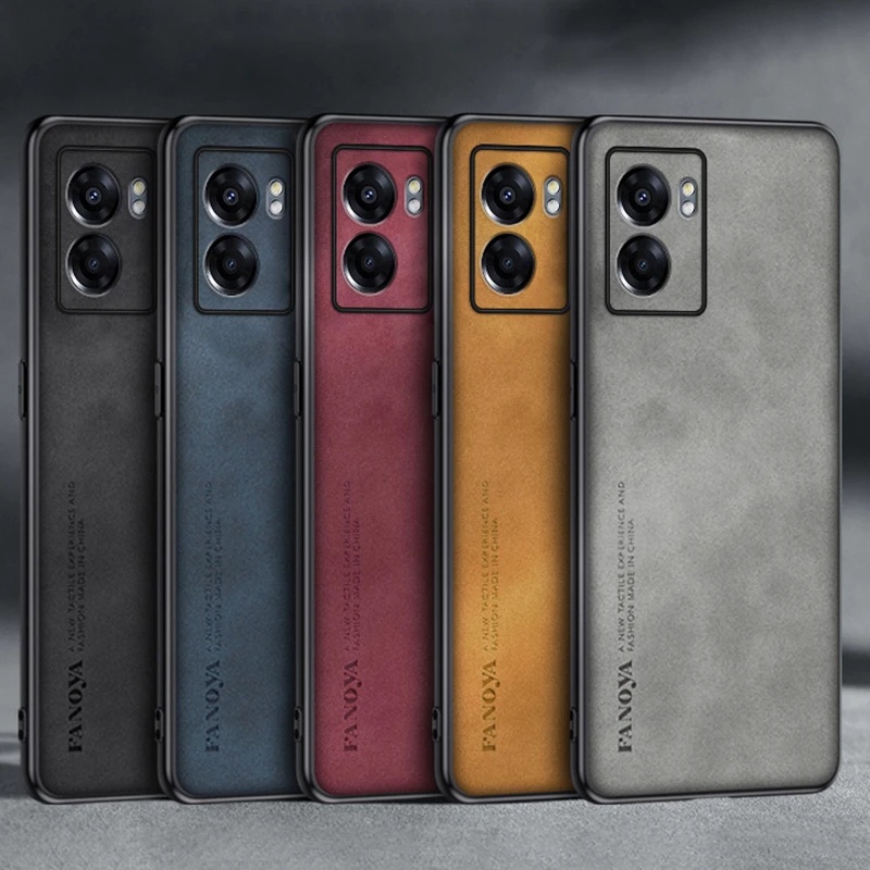 สําหรับ OPPO A77 A74 A58 A57 A54 A53 A57e A57s A95 A77s A74 5G หรูหราธุรกิจ Retro หนังยางนุ่ม TPU กรณีฝาครอบ