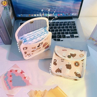 1Pc Cute Bear Women Portable Sanitary Napkin Tampon Bag Cotton Travel Makeup Storage Holder Cartoon Zipper Coin Purse Card Case TR