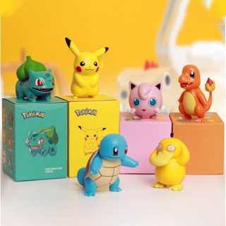 ตุ๊กตาฟิกเกอร์ โปเกม่อน Bulbasaur Squirtle Pikachu Psyduck Pokemon ของเล่น ของขวัญ สําหรับตั้งโต๊ะ รถยนต์