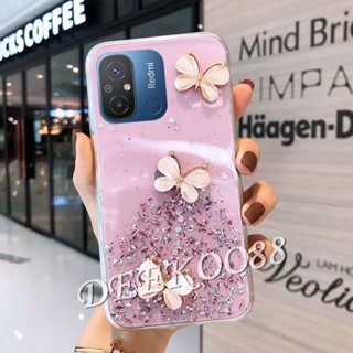 เคสโทรศัพท์มือถือใส แบบนิ่ม ลายผีเสื้อ ประดับเลื่อม สําหรับ Xiaomi Redmi 12C A1 4G Redmi12C