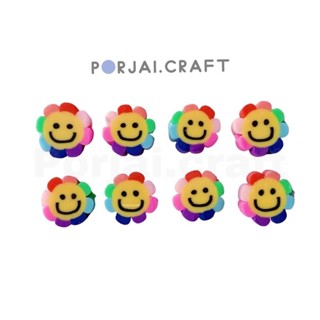 ลูกปัดดอกไม้หน้ายิ้ม Rainbow smiley flower beads