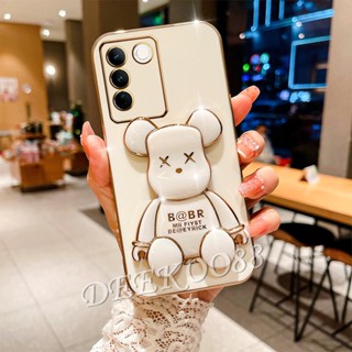 ใหม่ เคสโทรศัพท์มือถือ ลายหมีน่ารัก สีขาว ดํา พร้อมขาตั้ง สําหรับ VIVO V29 5G VIVOV29 2023