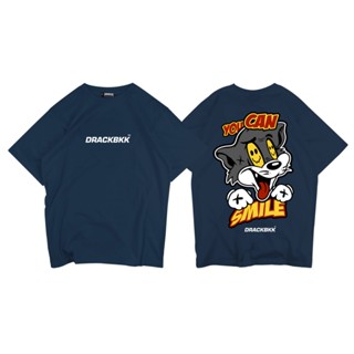 [S-5XL]DRACK - YOU SMILE สีกรม เสื้อยืดคอกลม