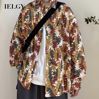 IELGY เสื้อแจ็กเก็ต ลายดอกไม้ สไตล์ฮ่องกง สําหรับผู้ชาย