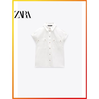 Zara ใหม่ เสื้อทํางานผู้หญิง Poplin 8372030 250