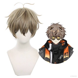 Jason NIJISANJI EN Alban Knox Cosplay Wig Brown Short Hair Vtuber Idol Cosplay Dress Decor Halloween