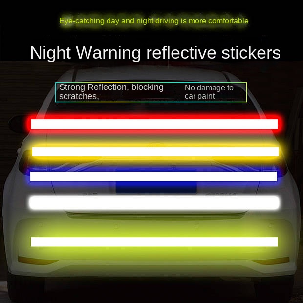 Car Reflective Stickers Safety Warning Anti-Collision Tail Box Stickers Body Bike Motorcycle Decorative Scratch Cover Sticker KRfl
