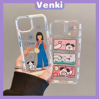 VENKI - เคสไอโฟน11 เคส Case สำหรับ iPhone 11 Soft TPU Clear Space Case น่ารักการ์ตูนสุนัขปุ่มชุบกล้องกันกระแทกสำหรับ iPhone 14 13 12 12 Plus 6 8 Plus XR XS