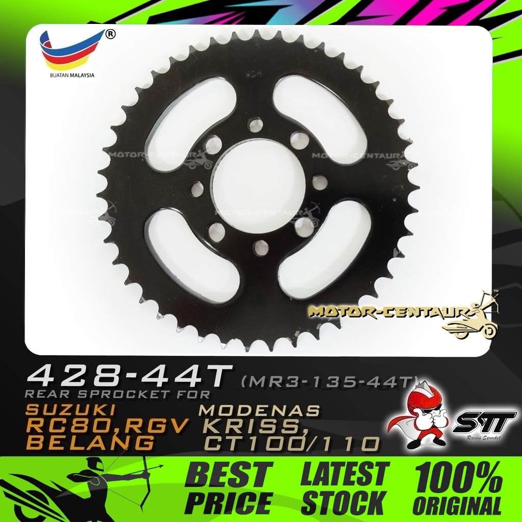 GEGANCU BELAKANG STT STEEL REAR SPROCKET (MR3-135-44T) KRISS/RC80-428-44T สําหรับ SUZUKI RC80/BELANG