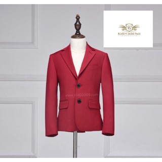 Red Boy Blazer Suit เสื้อสูทเด็ก สีแดง เข้ารูป แมทกับชุดได้หลากหลาย ขนาด 100, 110, 120, 130, 140, 150, 160, 170 (2 ถึ...