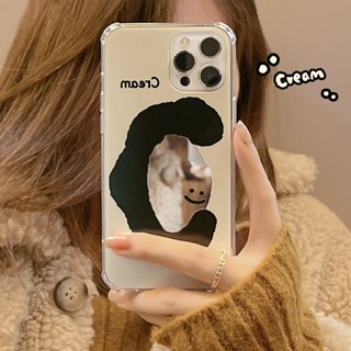 เคสโทรศัพท์มือถือ กันกระแทก ลายหน้ายิ้ม พร้อมกระจกแต่งหน้า สําหรับ Iphone 13pro max Apple 14 11 12 11 Xs 14