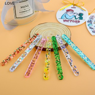 LO 10 Pcs Plastic Ice Cream Sticks Glitter Popsicle Stick Kitchen DIY Model Tools SG