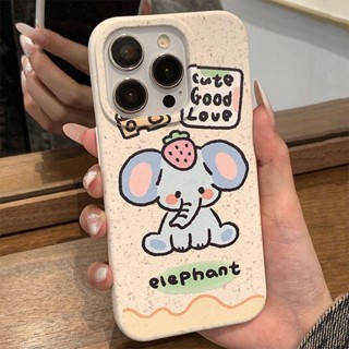 เคสโทรศัพท์มือถือนิ่ม กันตก กันกระแทก ลายการ์ตูนช้างสตรอเบอร์รี่ ย่อยสลายได้ สําหรับ Apple Iphone 14promax 13 12 11 xs