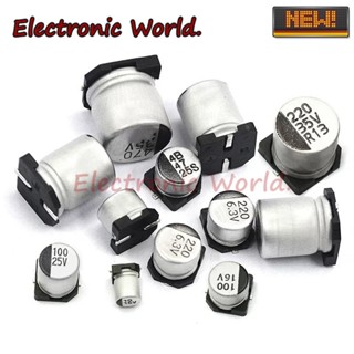 ชิปตัวเก็บประจุไฟฟ้า SMD 6.3 10 16 25 35 50 63 100V 33 47 68 100UF [10 ชิ้น]