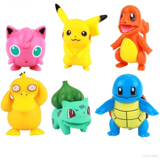 Jason ฟิกเกอร์ Pokemon Pikachu Charmander Psyduck Bulbasaur Squirtle Jigglypuff ของเล่นสําหรับเด็ก 6 ชิ้น