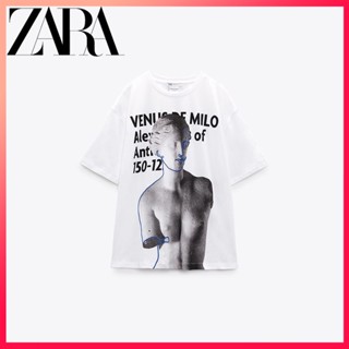 Zara ใหม่ เสื้อยืด คอกลม แขนสั้น พิมพ์ลาย Milos Venus สําหรับผู้หญิง