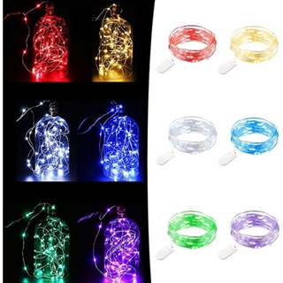 สายไฟหิ่งห้อย Led 10 20 30 50 100 ดวง ใช้แบตเตอรี่ สีเงิน กันน้ํา สําหรับตกแต่งปาร์ตี้คริสต์มาส รอมฎอน เทศกาลปีใหม่ งานแต่งงาน วันเกิด