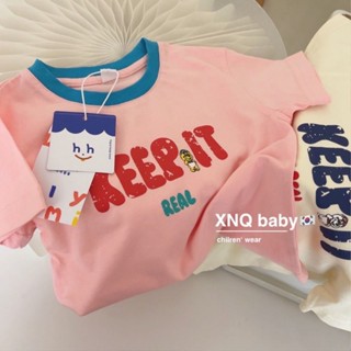 พร้อมส่ง เสื้อยืดแขนสั้น ผ้าฝ้าย 100% พิมพ์ลายน่ารัก ทรงหลวม แฟชั่นฤดูร้อน สําหรับเด็กผู้ชาย และเด็กผู้หญิง อายุ 1-9 ปี