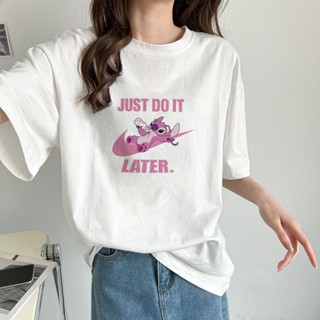 เสื้อยืดคอกลม ผ้าฝ้าย 100% พิมพ์ลายการ์ตูนสุนัขน่ารัก ทรงหลวม พลัสไซซ์ คุณภาพสูง สําหรับผู้หญิง S-3XL