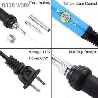 Good Work ชุดหัวแร้ง 60W ปรับอุณหภูมิความร้อนอย่างรวดเร็วหัวแร้งไฟฟ้าพร้อม 5 เคล็ดลับปลั๊ก US 110V