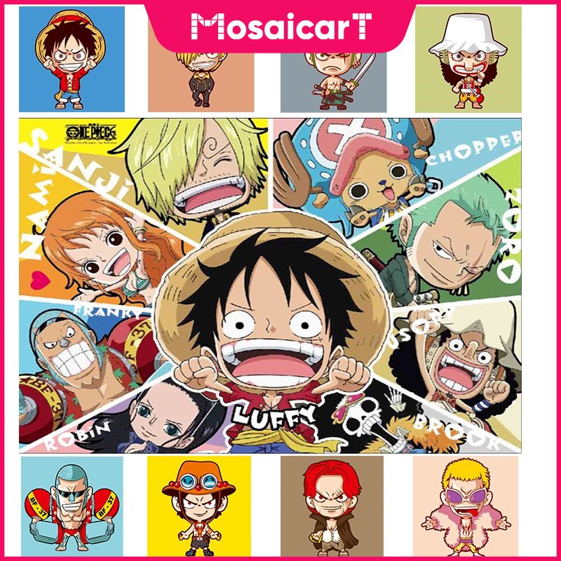 Ma ภาพวาดปักครอสสติตช์ รูปการ์ตูนลูฟี่ One Piece 5d ขนาด 30x30 ซม. 40x30 ซม. สําหรับตกแต่งผนังบ้าน ผู้ใหญ่