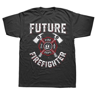 [S-5XL] ใหม่ เสื้อยืดแขนสั้น พิมพ์ลายกราฟฟิค Future Firefighter Line Firefighting ของขวัญวันเกิด DIY