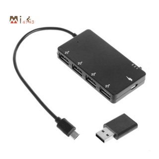 อะแดปเตอร์สายชาร์จ Micro-USB OTG 4 พอร์ต ความเร็วสูง สําหรับสมาร์ทโฟน แท็บเล็ต 1 ชุด