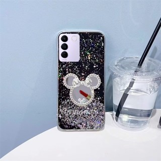 เคสโทรศัพท์มือถือ TPU ใส แบบนิ่ม ลายกากเพชร มีกระจกแต่งหน้า สําหรับ VIVO V27e V25 Pro V25E V23 V23E Y35 Y22 Y22S Y16 Y02 5G 4G